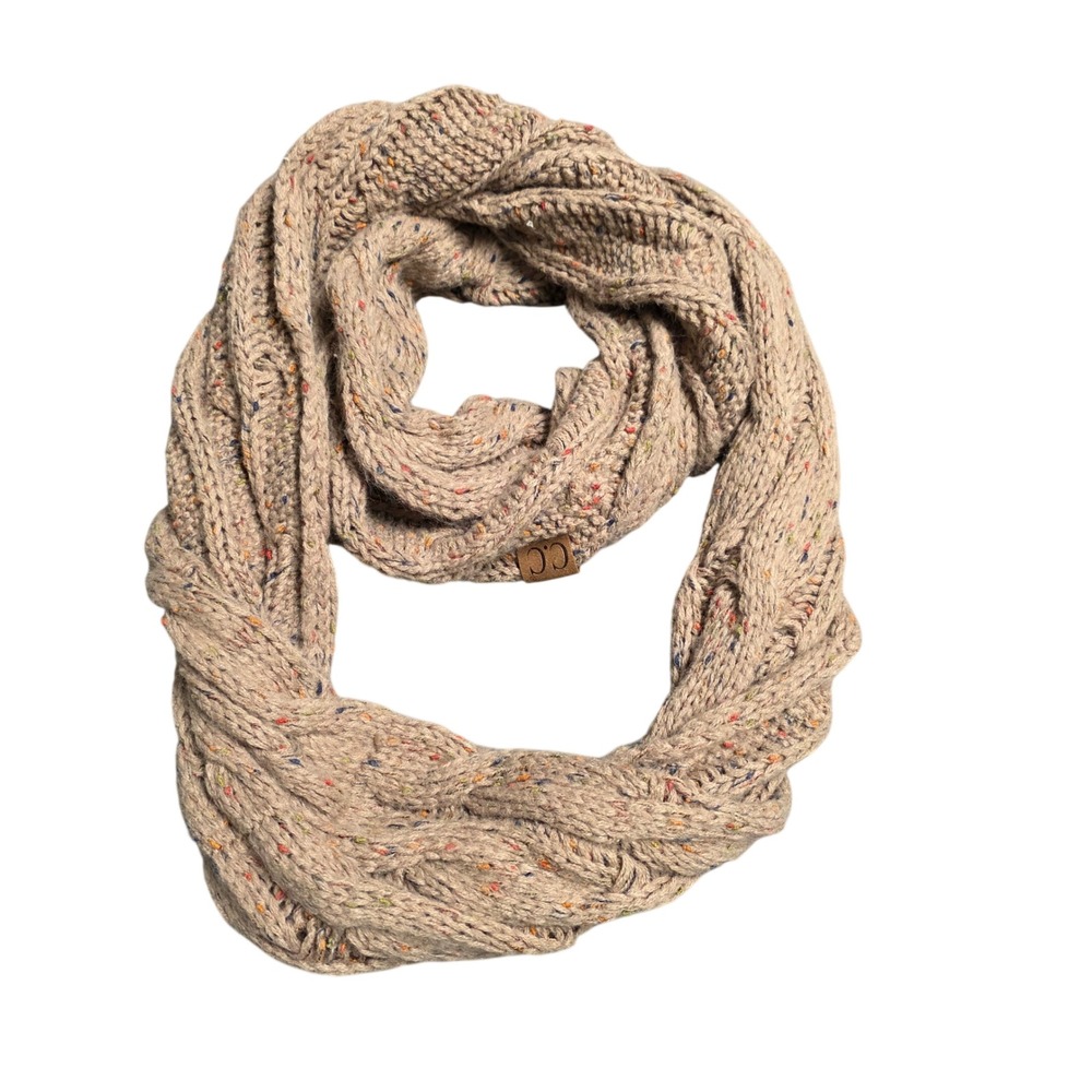 C.C Cable Knit Infinity Scarf Women's Size OS Confetti Beige‎ Acrylic